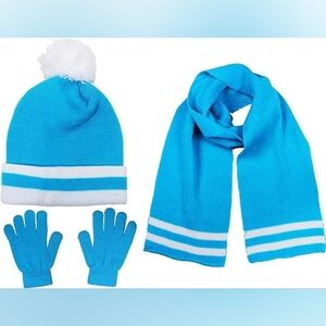 Girls Knit Hat, Scarf And Gloves Set- Color- Turquesa  New